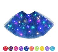 AYBUY Tutu para Mujer, Tutu Falda Mujer Lentejuelas Estrellas, Falda Tutu Mujer con LED Luces de Colores, Falda De Baile De Estrella De Lentejuelas para Danza Fiesta y Halloween, 40CM