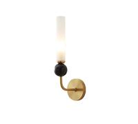 AYCDL Apliques de pared vintage industrial de latón con piedra dorada para baño, tocador B, sala de estar, lámpara de mármol con espejo al lado oscuro, L, latón pequeño