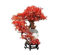 AYCDL Árbol artificial artificial de pino bonsái rojo hoja de arce micro paisaje adecuado para interiores y exteriores adornos decorativos árbol falso, A