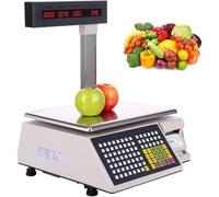 AYCDL Balanza Comercial con Impresión De Etiquetas, Báscula Digital con Cálculo De Precios, Impresora Térmica De Etiquetas, Capacidad De 30 Kg/60 LB, Pantalla LCD De Doble Cara,30kg