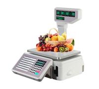 AYCDL Balanza Digital con Cálculo De Precios E Impresora Térmica De Etiquetas, Balanza Comercial con Impresión De Etiquetas, 30 Kg/60 Lbs, Doble Pantalla LCD, para Tiendas De A