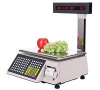 AYCDL Balanza Digital con Contador De Precios para Supermercados, Balanza Comercial con Pantalla LCD, Pantalla De Poste E Impresora Alimentos Y Carne.