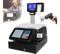 AYCDL Balanza Digital para Precios De Embutidos Y Alimentos con Impresora De Códigos De Barras De 2 Rollos - Balanza Comercial De Cálculo De Precios De 66 LB,B