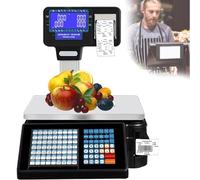 AYCDL Balanza Digital para Precios De Embutidos Y Alimentos con Impresora De Códigos De Barras De 2 Rollos - Balanza Comercial De Cálculo De Precios De 66 LB,A