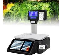 AYCDL Balanzas con Impresora De Etiquetas para Cálculo De Precios: Balanza Digital Comercial con Impresora Térmica De Etiquetas Y Doble Pantalla LCD. Ideal para Supermercados.