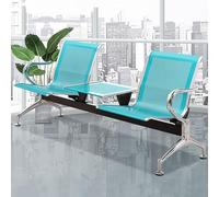 AYCDL Banco moderno de 2 asientos para sala de espera de acero inoxidable, sillas de recepción con mesa y reposabrazos, asiento de oficina para aeropuertos y oficinas, diseño verde que ahorra espacio