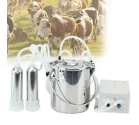 AYCDL Botella de acero inoxidable eléctrica para ordeñar vacas, bomba de succión por pulsación al vacío con válvula de retención de parada automática, máquina ordeñadora de vacas, ganado, 10 L, ganado
