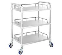 AYCDL Carrito utilitario de acero inoxidable - Carrito de servicio de cocina de 3 niveles con ruedas, carrito de almacenamiento extraíble para el hogar y el restaurante, 50 x 40 x 86 cm, versátil y, 3
