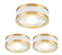 AYCDL Downlight LED redondo de 3.9 pulgadas, 5 W, paquete de 3, luz de disco de montaje en superficie, luz neutra de 4000 K/luz neutra, luces de latón para techo, iluminación interior para el hogar