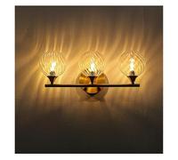 AYCDL Espejo De Lujo con Faro para Baño, Mueble De Maquillaje, Iluminación De Cobre, Simple, Moderno, para Sala De Estar, Lámpara De Pared con Bola De Cristal Led,2 Colors Changeable-3 Bulbs