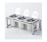 AYCDL Estante de especias comercial expandible, estante de condimentos de acero inoxidable para cocina, condimentos de sal, azúcar, ensalada, mermelada, frutas, encimera, contenedor de condimentos