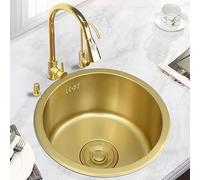 AYCDL Fregadero de cocina pequeño de 30,5 cm, para preparar barra húmeda, fregadero redondo, fregadero de barra dorada, fregadero de barra individual, estación de trabajo para caravana, B-40 cm