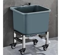 AYCDL Fregadero de fregona movible con rodillos, para balcón, baño, lavabo, fregaderos multiusos para garaje o tienda, gris, 40 cm, gris - 40 cm