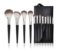 AYCDL Juego De 12 Brochas De Maquillaje, Color Negro Y Plateado, para Sombras De Ojos Y Polvos, Herramientas De Belleza Multifunción.