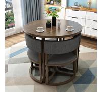 AYCDL Juego de mesa de comedor redonda para 4 sillas anidadas de 80 cm de diámetro, ahorro de espacio, mesa de recepción de oficina, diseño moderno y elegante para sala de estar y comedor, A2