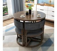 AYCDL Juego de mesa de comedor redonda que ahorra espacio para sala de estar, cocina, sala de conferencias, mesa de comedor baja con 4 sillas, muebles de ahorro de espacio para sala de recepción A
