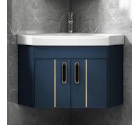 AYCDL Lavabo esquinero de baño, tocador flotante montado en la pared con gran espacio de almacenamiento, fácil instalación para el hogar, cocina y patio, ideal para espacios pequeños, azul, 48 cm