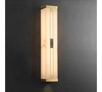 AYCDL Moderna lámpara de pared de 23.6 pulgadas, apliques de alabastro de mármol, latón, accesorio de tocador de baño, lámpara LED regulable de piedra larga para sala de estar, dormitorio, escaleras