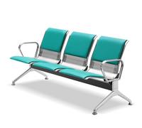 AYCDL Moderno banco de 3 plazas de piel sintética con respaldos y reposabrazos, patas de metal elegantes, ideal para oficina, salón, banco, azul, talla única, verde, talla única