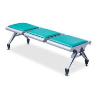AYCDL Moderno banco verde de 3 asientos, marco de acero, sin reposabrazos ni respaldo, alfombrilla antideslizante, ideal para oficina y área de recepción, diseño elegante