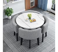 AYCDL Moderno juego de mesa de cocina redonda y 4 sillas, mesa de comedor y sillas para oficina en casa, 90 x 90 x 75 cm, juego de columpios de recepción, 18-90 x 90 x 75 cm