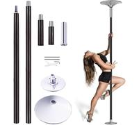 AYCDL Poste de baile para el hogar, resistente, de silicona, para apartamentos, clubes, fiestas, gimnasio, giro de 360 grados y barra de baile estática para 7-12 pies, negro-?298 cm - 312 cm