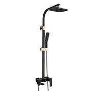 AYCDL Rain Black and Gold Rain - Juego de grifo de ducha con cabezal de ducha, ducha de mano, boquilla de bañera