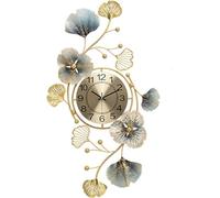 AYCDL Reloj De Pared De Arte Moderno, Reloj De Pared Grande para Decoración De Sala De Estar, Reloj De Pared Silencioso De Metal 3D con Forma De Hoja De Ginkgo, Relojes De Pare,B-68x118cm 27x46inch