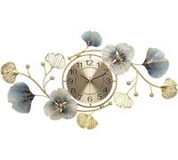 AYCDL Reloj De Pared De Arte Moderno, Reloj De Pared Grande para Decoración De Sala De Estar, Reloj De Pared Silencioso De Metal 3D con Forma De Hoja De Ginkgo, Relojes De Pare,A-118x68cm 46x27inch