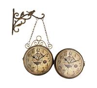 AYCDL Reloj De Pared Vintage De Doble Cara Decoración Vintage Reloj De Pared De Jardín De Doble Cara Reloj Colgante De Pared Reloj De Porche De Doble Cara Colgador De Plantas D
