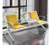 AYCDL Silla de recepción roja y asiento de aeropuerto, banco de piel sintética de 2 plazas con mesa y reposabrazos para zonas de espera, bancos y barberías, rosa, amarillo