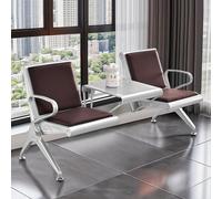 AYCDL Silla de recepción roja y asiento de aeropuerto, banco de piel sintética de 2 plazas con mesa y reposabrazos para zonas de espera, bancos y barberías, rosa, marrón
