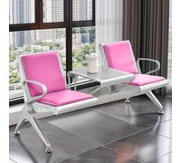 AYCDL Silla de recepción roja y asiento de aeropuerto, banco de piel sintética de 2 plazas con mesa y reposabrazos para zonas de espera, bancos y barberías, rosa, rosa