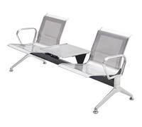 AYCDL Silla de sala de espera con reposabrazos y mesa, banco de recepción con marco de metal para oficinas, asientos cómodos, color negro, único y plateado