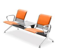 AYCDL Silla de sala de espera con reposabrazos y mesa, banco de recepción con marco de metal para oficinas, asientos cómodos, color negro, único y naranja