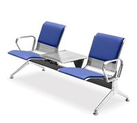 AYCDL Silla de sala de espera con reposabrazos y mesa, banco de recepción con marco de metal para oficinas, asientos cómodos, color negro, único y azul