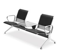 AYCDL Silla de sala de espera con reposabrazos y mesa, banco de recepción con marco de metal para oficinas, asientos cómodos, color negro, único y único en color negro