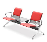 AYCDL Silla de sala de espera con reposabrazos y mesa, banco de recepción con marco de metal para oficinas y asientos cómodos, color negro, único y de color rojo