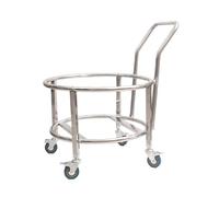 AYCDL Trommelwan de acero inoxidable, soporte comercial para ollas de sopa con ruedas, base de cilindro de gas, carrito multifuncional con asa, carrito de basura, con empujador, 45 cm