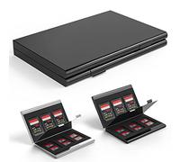 AYCLIF Funda de Aluminio para Tarjetas de Memoria antigolpes, para 12 Tarjetas Micro SD, SDXC, SDHC TF y 6 Tarjetas SD SDXC SDHC (Negro)