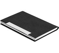 AYCLIF Tarjetero para Tarjeta de Visita, Soporte de Tarjeta de Crédito de Cuero PU, Estuche de Identificación de Acero Inoxidable Ultrafino, Hebilla Magnética, Negro
