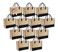 Ayearparty 12 bolsas de mano con asa para dama de honor, regalos de boda, bolsa de regalo de bienvenida a granel reutilizable para compras en la playa, Yute y negro, 1 Count (Pack of 12)