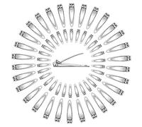 Ayearparty Juego de 120 cortaúñas planas de acero inoxidable, manicura y pedicura, resistente, plateado, pequeño, portátil, a granel, para hombres y mujeres, suministros de paquete de cuidado para