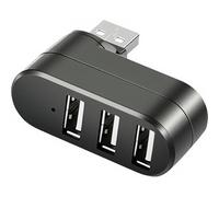 AYECEHI Divisor de puerto USB, USB 3 puertos HUB giratorio portátil compacto, base USB [90°/180° grados giratorio] para PC portátil portátil y más - negro