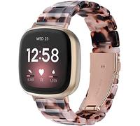 Ayeger Pulsera de resina compatible con correas Fitbit Versa 4/Fitbit Versa Sense 2, correa ligera para mujeres y hombres con hebilla de metal de acero inoxidable (leopardo)