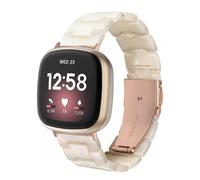 Ayeger Pulsera de resina compatible con Fitbit Versa 4 3/Fitbit Versa Sense 2 1, correa de pulsera ligera para mujeres y hombres, con hebilla de metal de acero inoxidable (blanco, Fitbit Versa 4