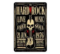 Ayego Hard Rock Poster Sign Rock Rock Msica con guitarra de calavera Seales de estao de metal vintage para cafs pubs taller de pared decorativa d