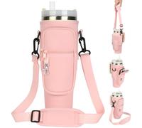 AYESY Bolsa para Stanley Cup, 1,2 l/40oz Bolsa Porta Botella de Agua para Stanley Tumbler, Funda Termica Botella Agua con Correa de Hombro Ajustable y Mosquetón para Viajes, Camping, Ciclismo-Rosa
