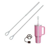 AYESY Cepillo Limpia Pajitas Silicona, 2Piezas Cepillo Pajitas Reutilizable Con Gorra de Paja,Mango Antideslizante Suave y Doblable,Cepillos para Limpiar Botellas para Pajitas,Stanley Cup (6mm+9mm)