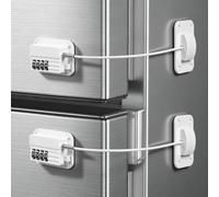 AYESY Cerradura para Puerta de FrigoríFico 2x Rayas Cerraduras Seguridad Bebes Autoadhesivo con Codigos Candado Frigorifico de NiñOs para FrigoríFico, Puerta, Armario Ventana de Seguridad (Blanco)